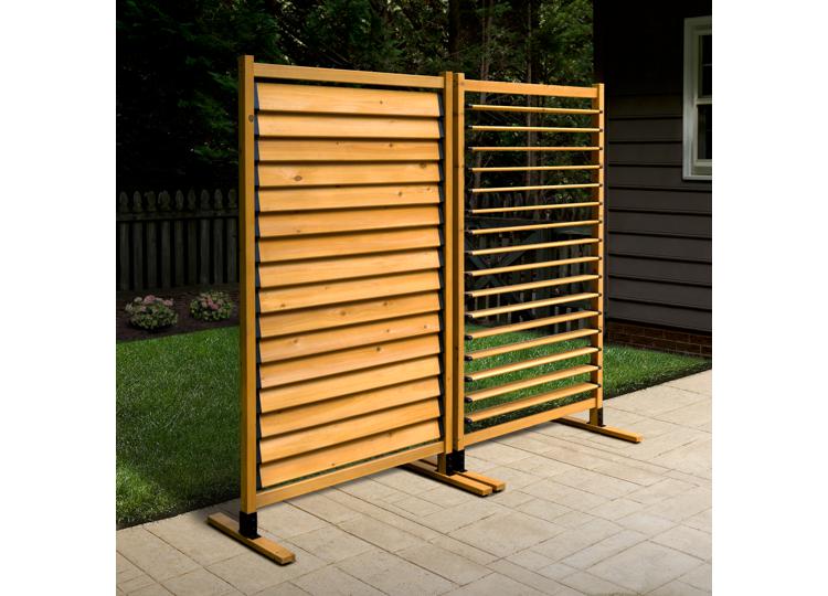 Solara Dynamic Louvered Wood Freestanding or Surface Mounted Privacy Screen Kit (1 Panel)